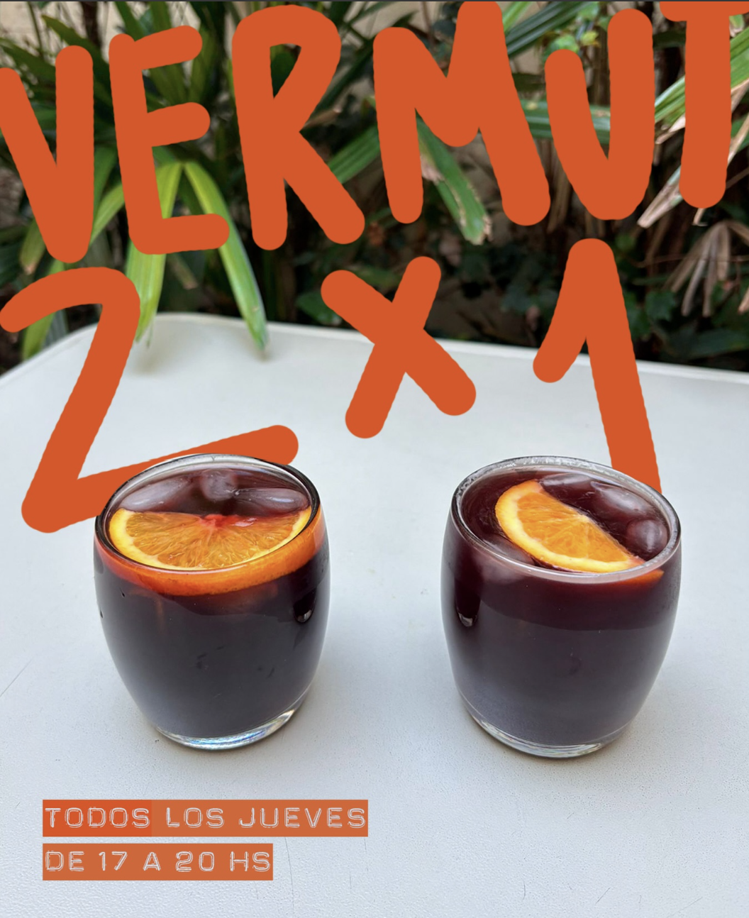 Vermut 2x1 todos los jueves de 17 a 20 hs